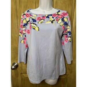 The Talbots Tee Women's Size XL 3/4 Sleeve Stretchy T-Shirt Top in Blue Floral